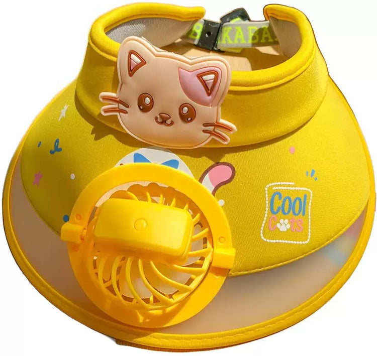Stay Cool and Stylish with our Animal-Themed Summer Sun Visor Cap: Adjustable Strap and Built-in Fan - Kidspark